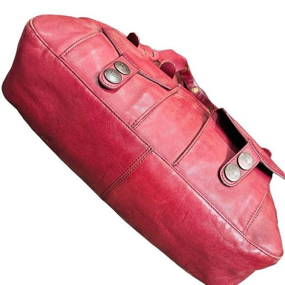 MARC BY MARC JACOBS Red Burgandy Leather Satchel Shoulder Bag Studs Designer Lux - Picture 4 of 8